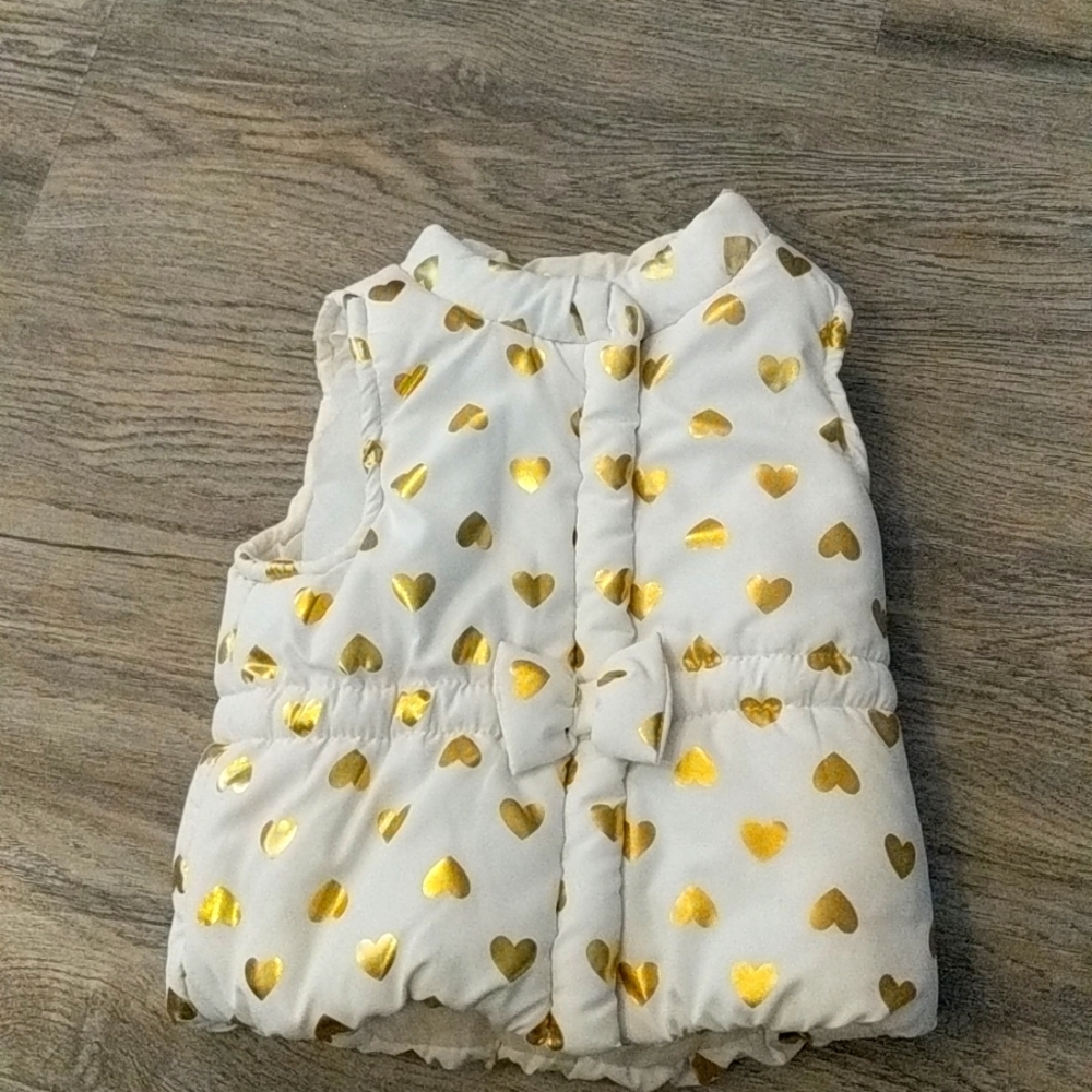 Girl's  Puffer Vest Heart Foil design Zip Up